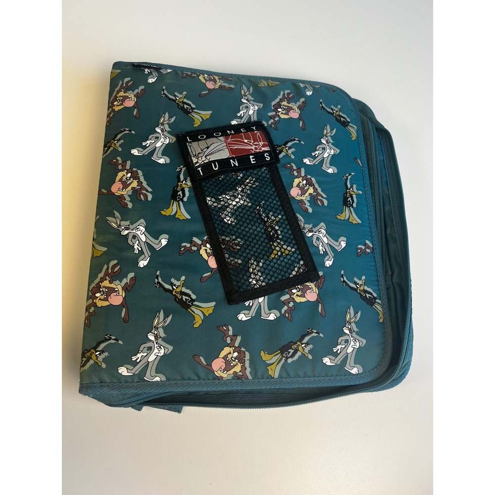 Vintage 1998 Stuart Hall Looney Tunes Zipper Binder Bugs Bunny Tasmanian Devil‎